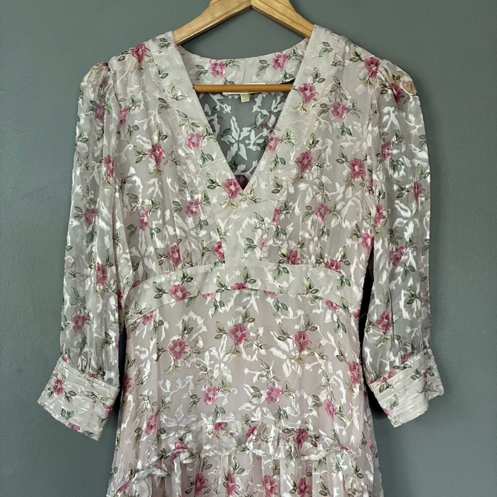 LOVESHACKFANCY Coquette Midi Dress | Lorencia Dress Silk Feminine Romantic  0/XS - Picture 6 of 13